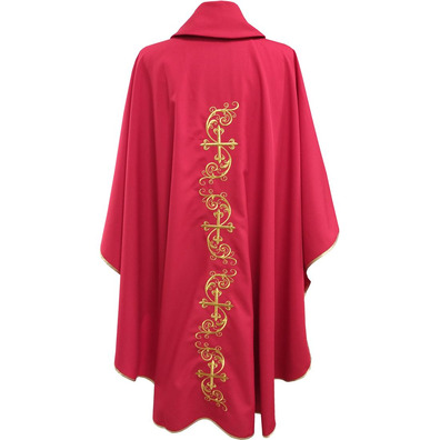 Casulla bordada con Cruces doradas rojo