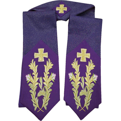 Casulla sacerdotal de lana, viscosa y poliéster morado